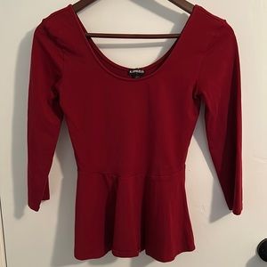 Express Red Peplum Womens Small 3/4 length sleeve